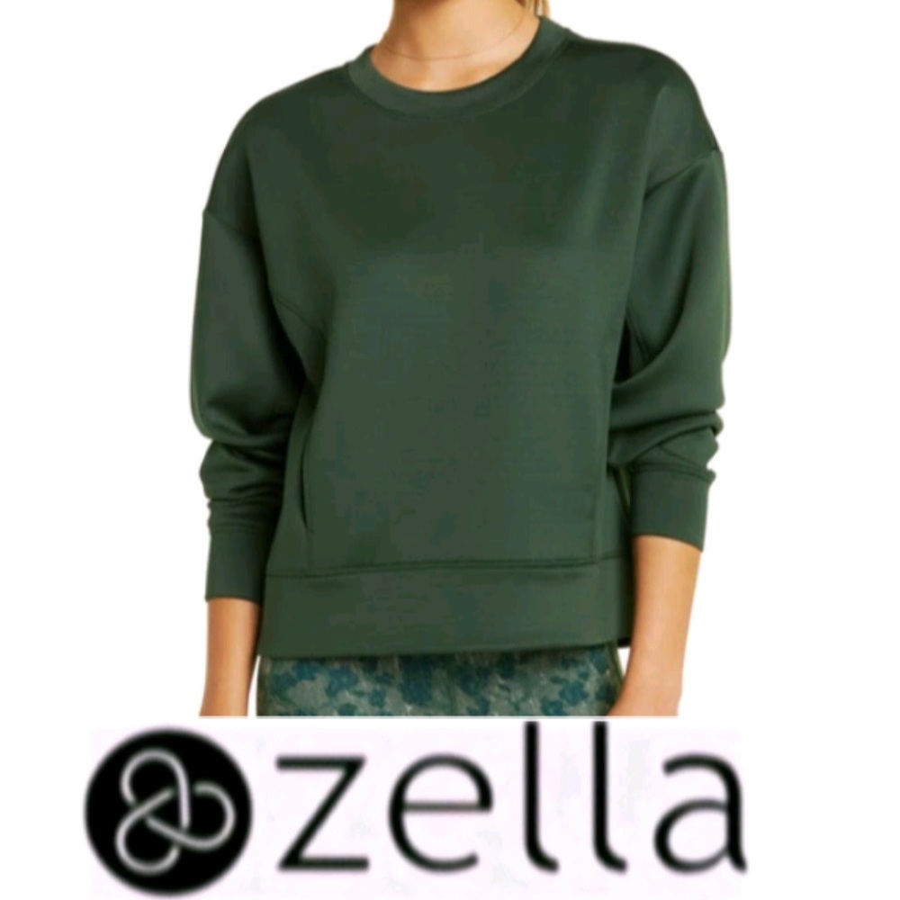 ZELLA Luxe Pocket Sweatshirt In Green Sycamore